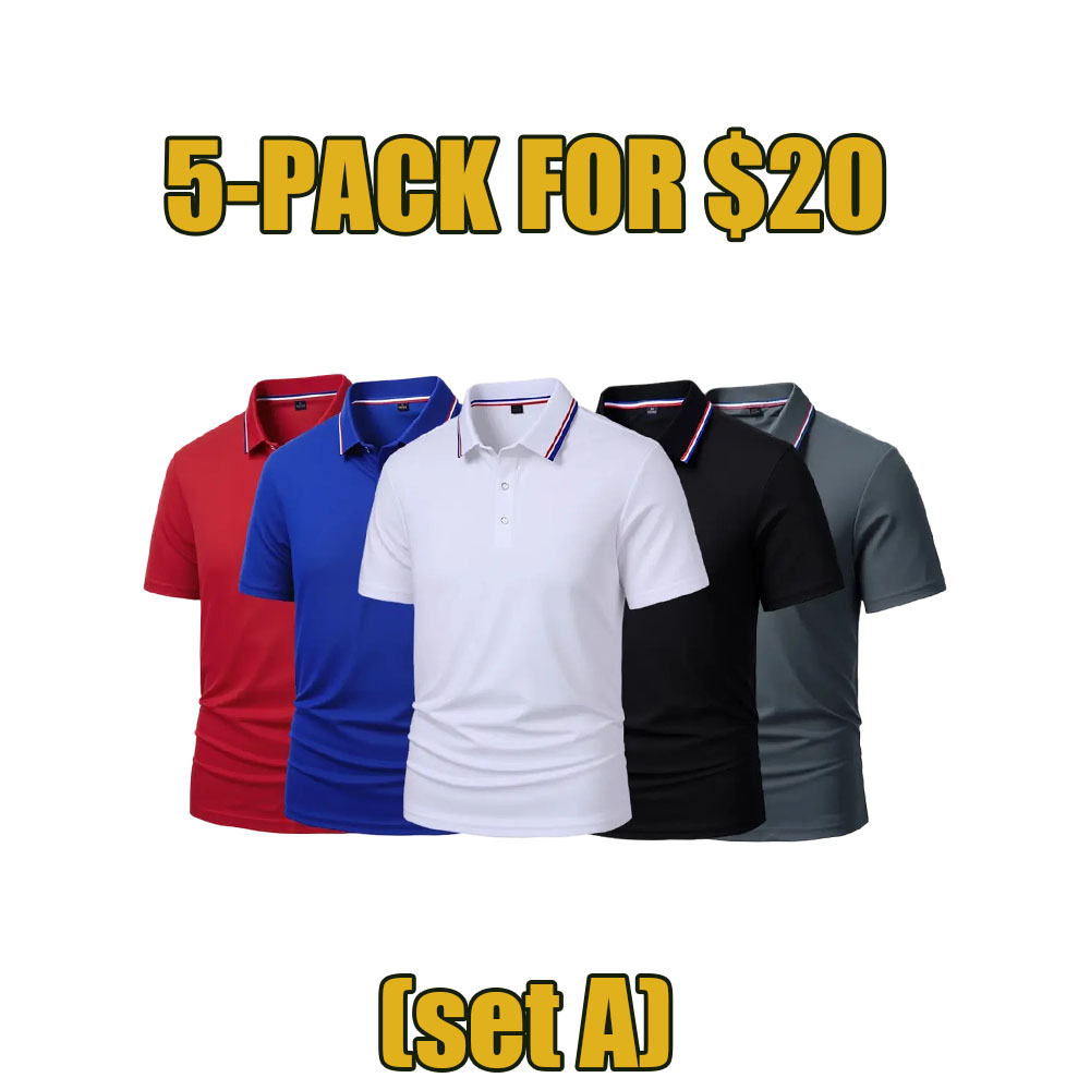 10-Pack Men's Quick-Dry Colorblock Performance Polo Shirts – Casual & Sport Short Sleeve