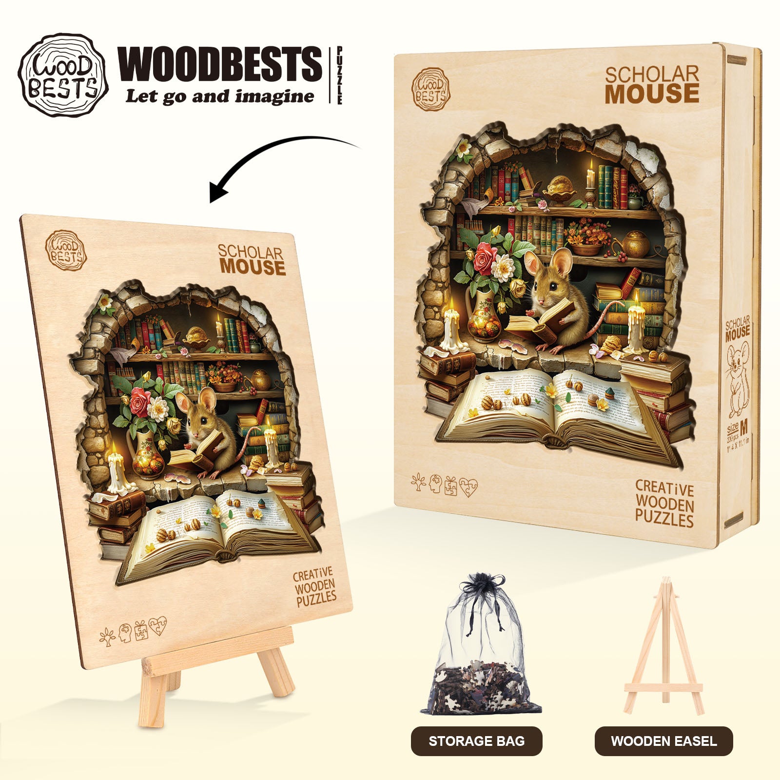 Scholar Mouse Wooden Jigsaw Puzzle