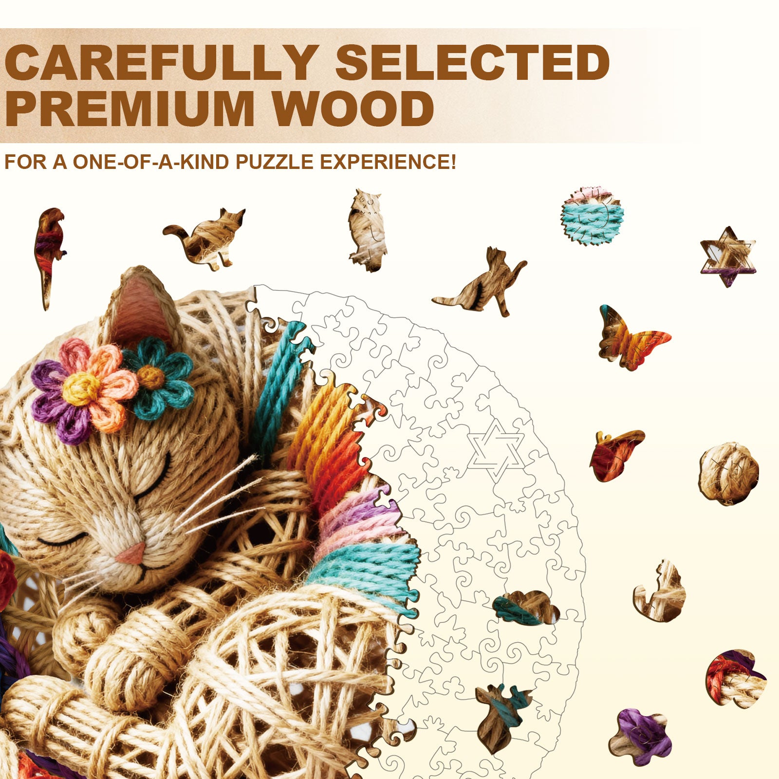 Twine Cat Wooden Jigsaw Puzzle