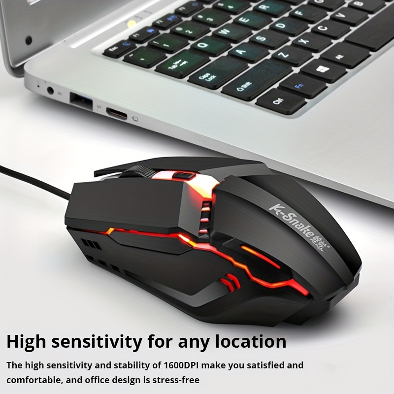 Ergonomic USB Gaming Mouse - RGB Streamer, Silent, Electronic Sports, Perfect for Laptop & Desktop