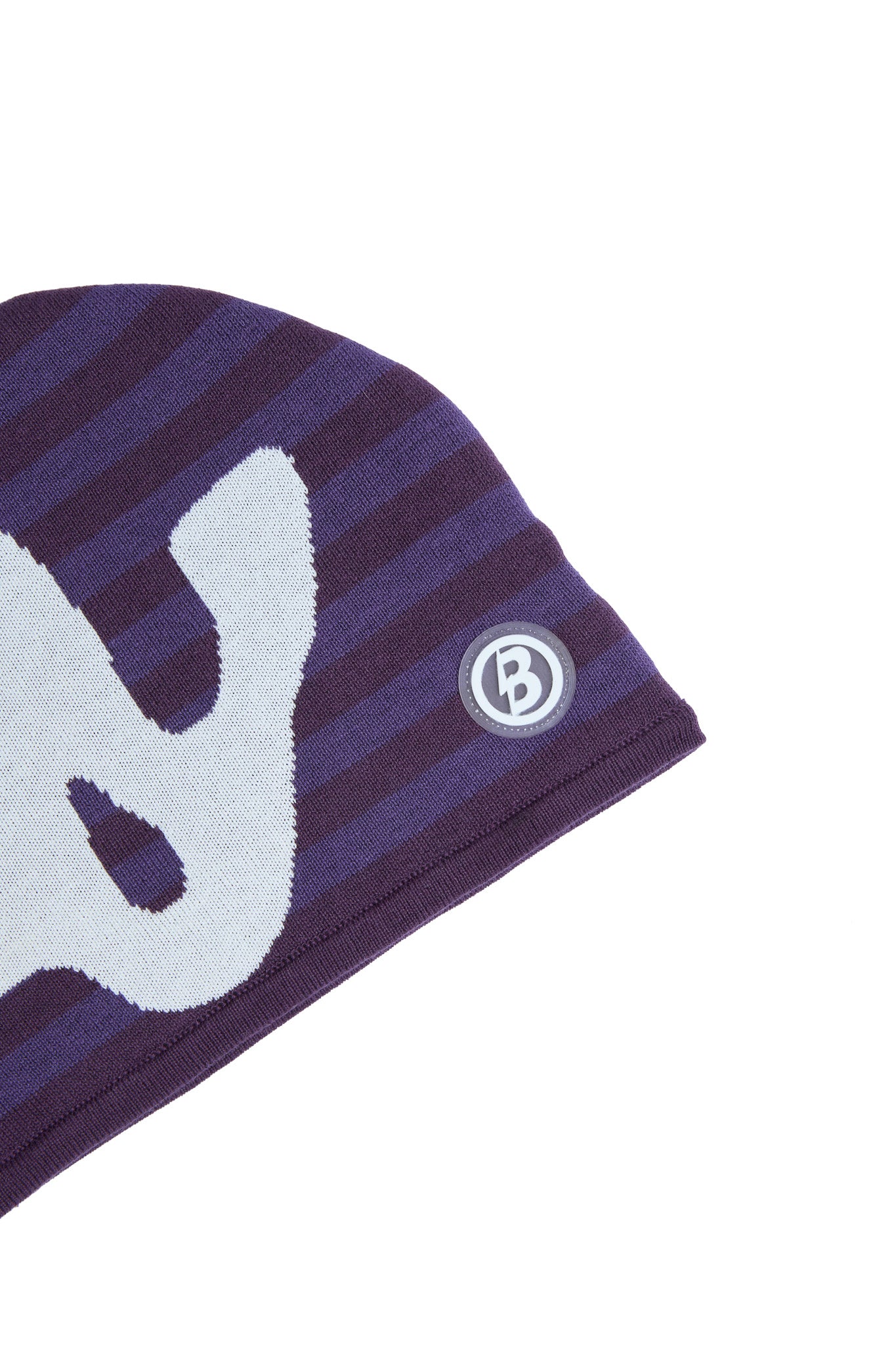 STRIPED KNIT BEANIE (ROYALTY PURPLE/CREAM)