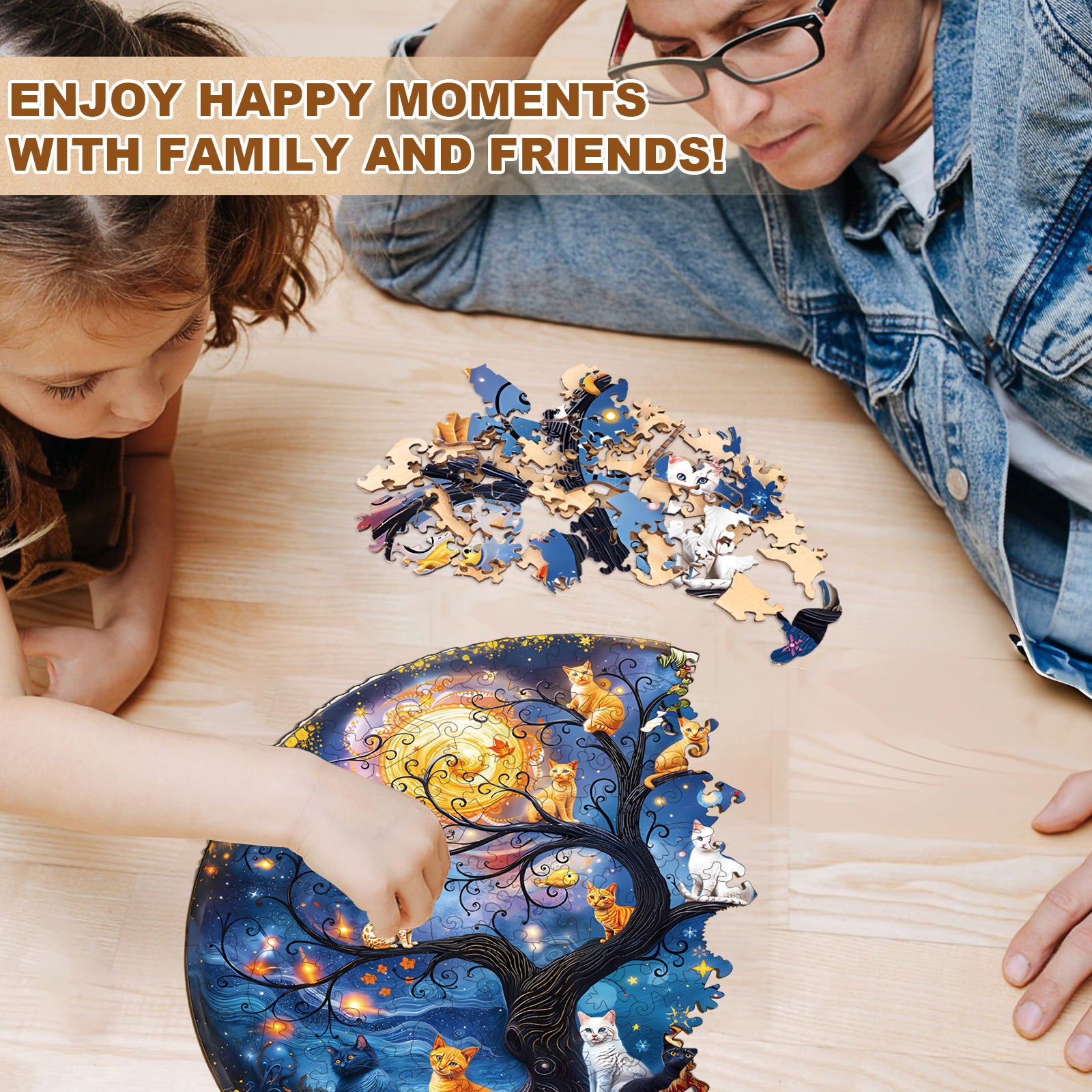 Tree And Cat Wooden Jigsaw Puzzle