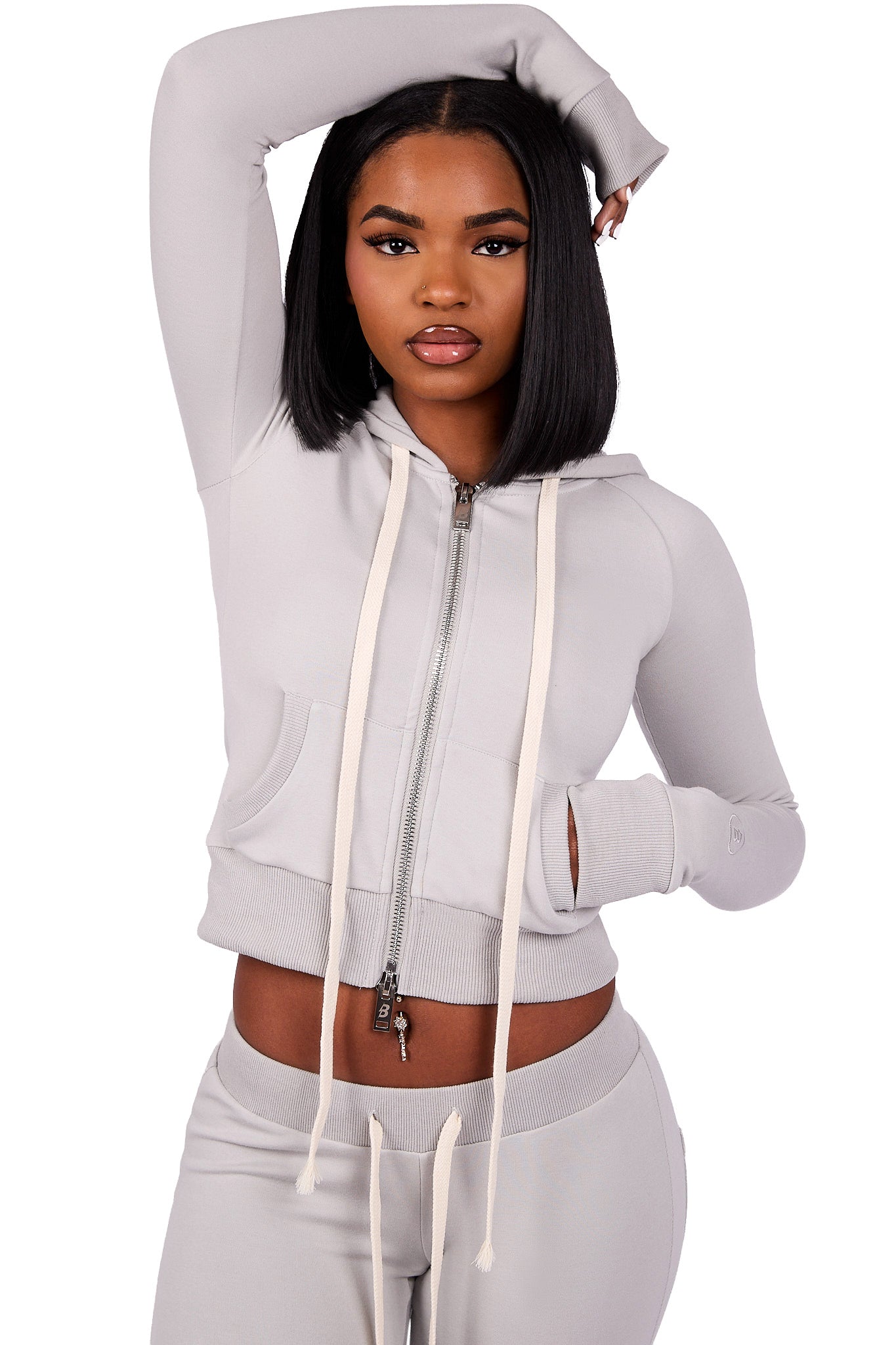 BODY KNITWEAR ZIP HOODIE (SLATE GREY)