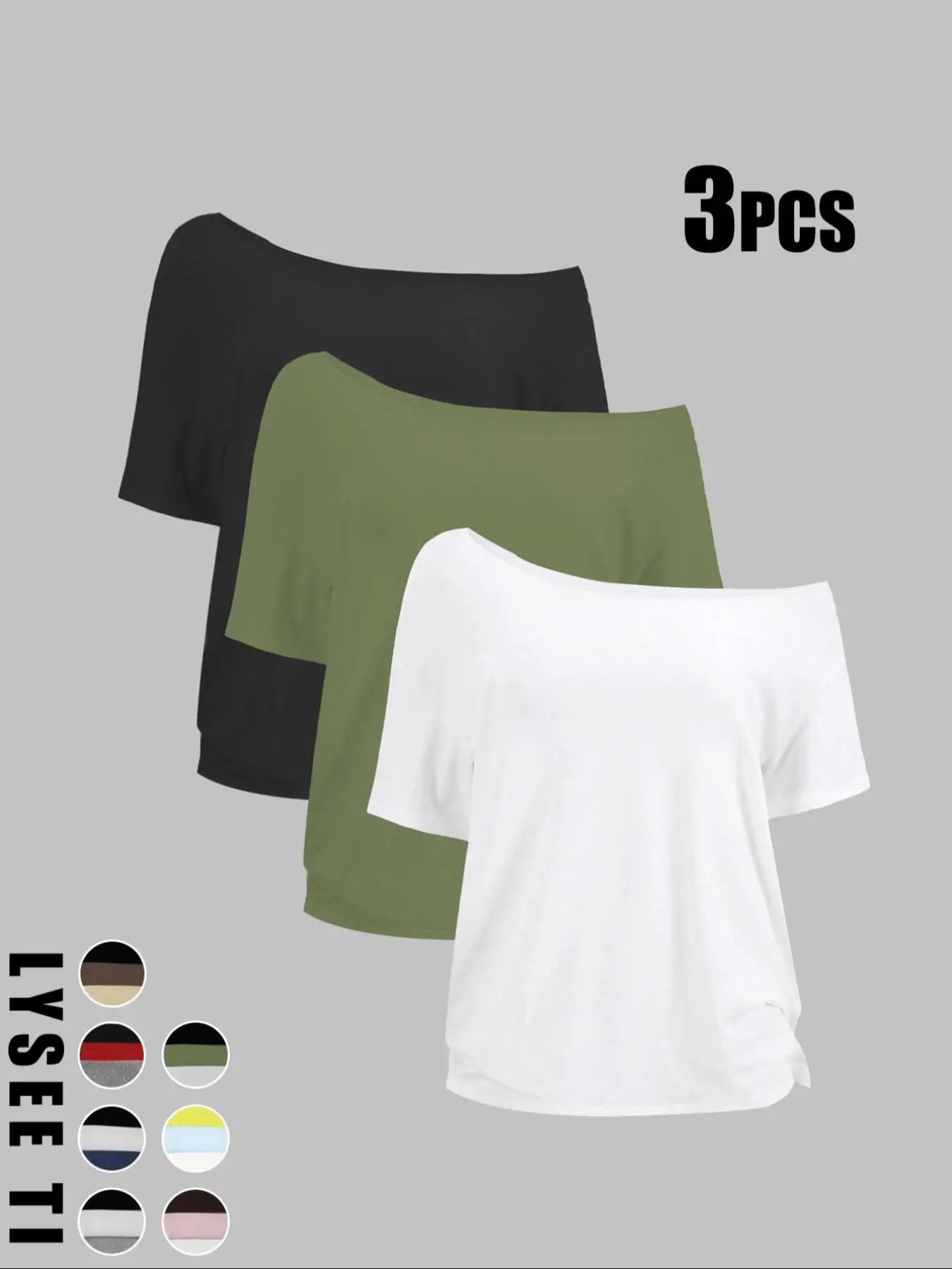 🔥Women's Solid Color Tee – Casual Basic Short Sleeve Top, Wear Off-Shoulder or One-Shoulder