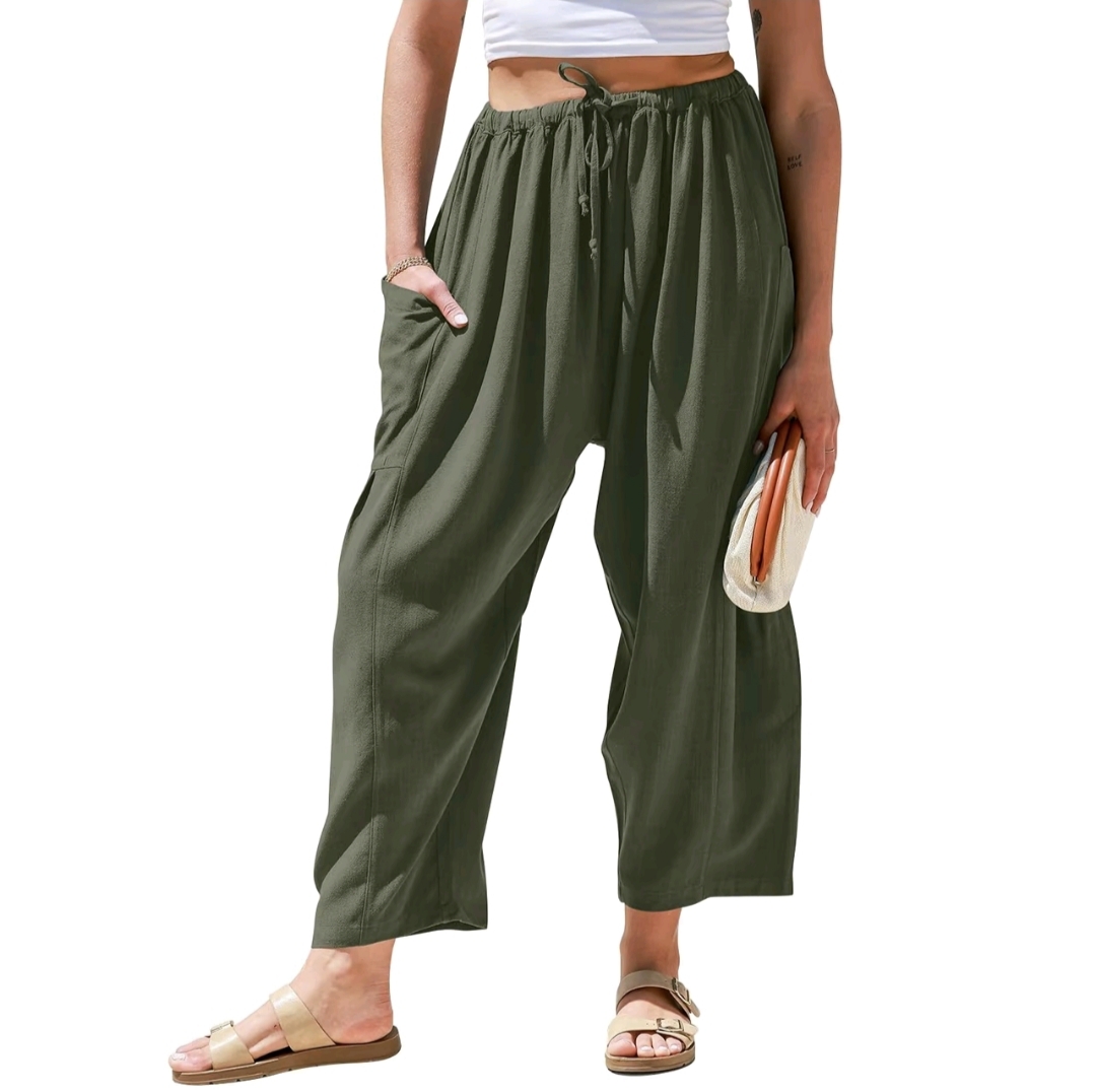 TARSE Women’s Breathable Linen Pants – Wide Leg, Loose Fit, with Pockets – Perfect for Summer, Travel, and Relaxed Looks