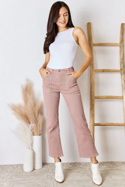 Full Size High Rise Ankle Flare Jeans