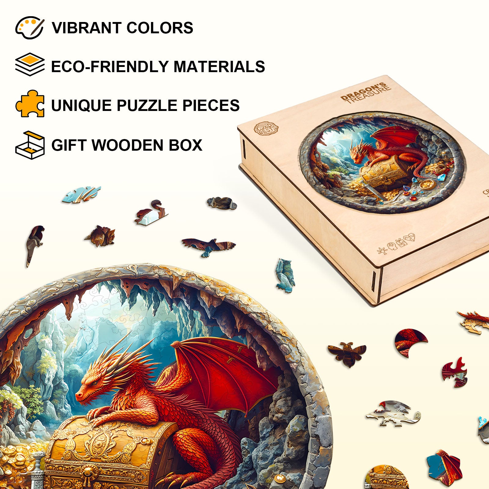 Dragon's Treasure Wooden Jigsaw Puzzle