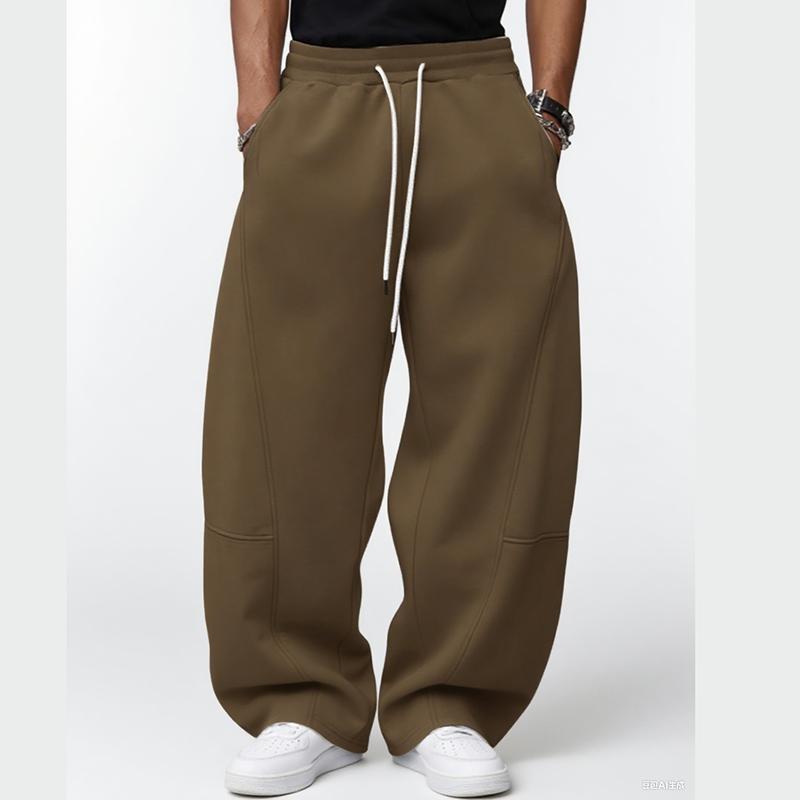 Unisex Winter Warm Wide-Leg Jogger Pants with Drawstring Waist