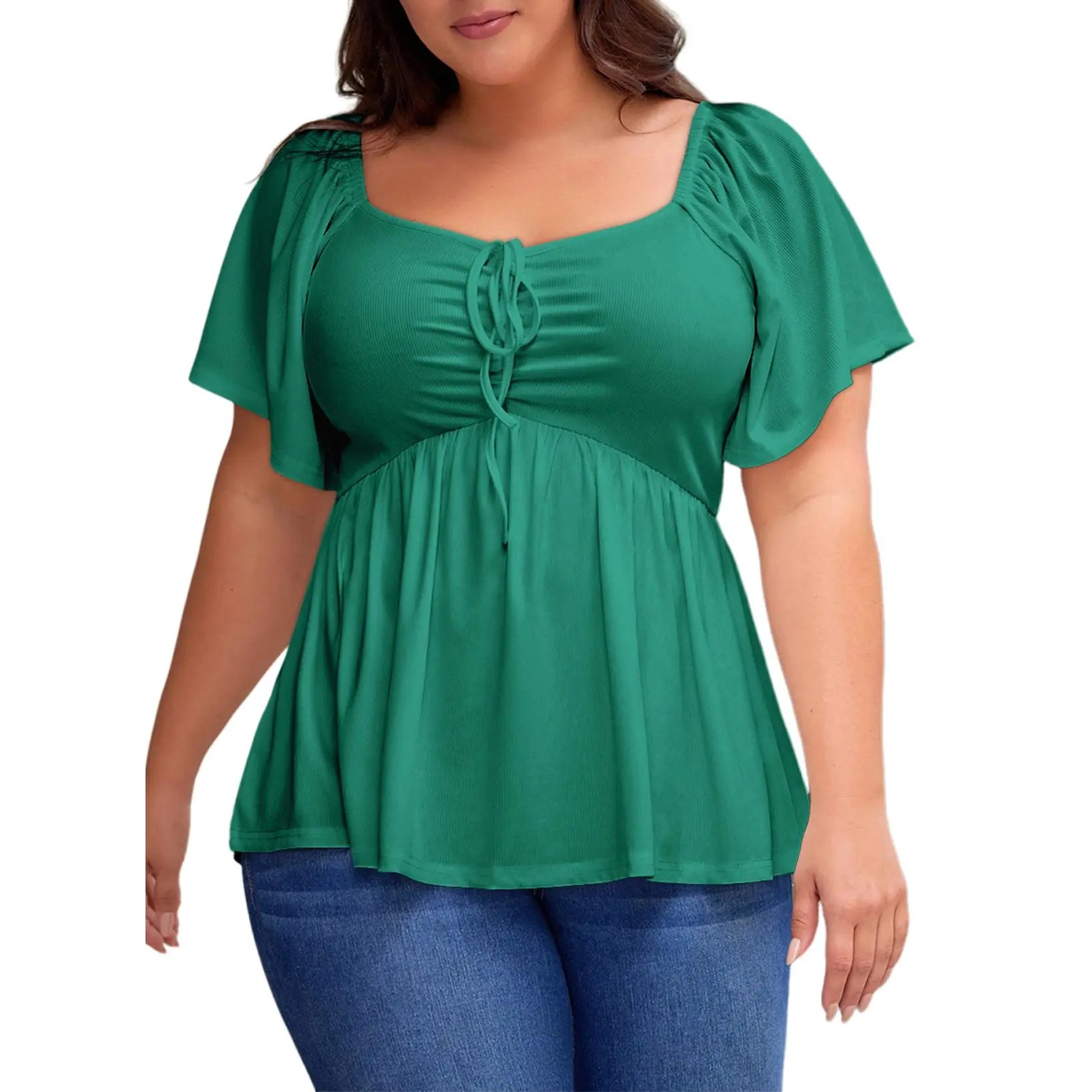 Elegant Shirred Peplum Top