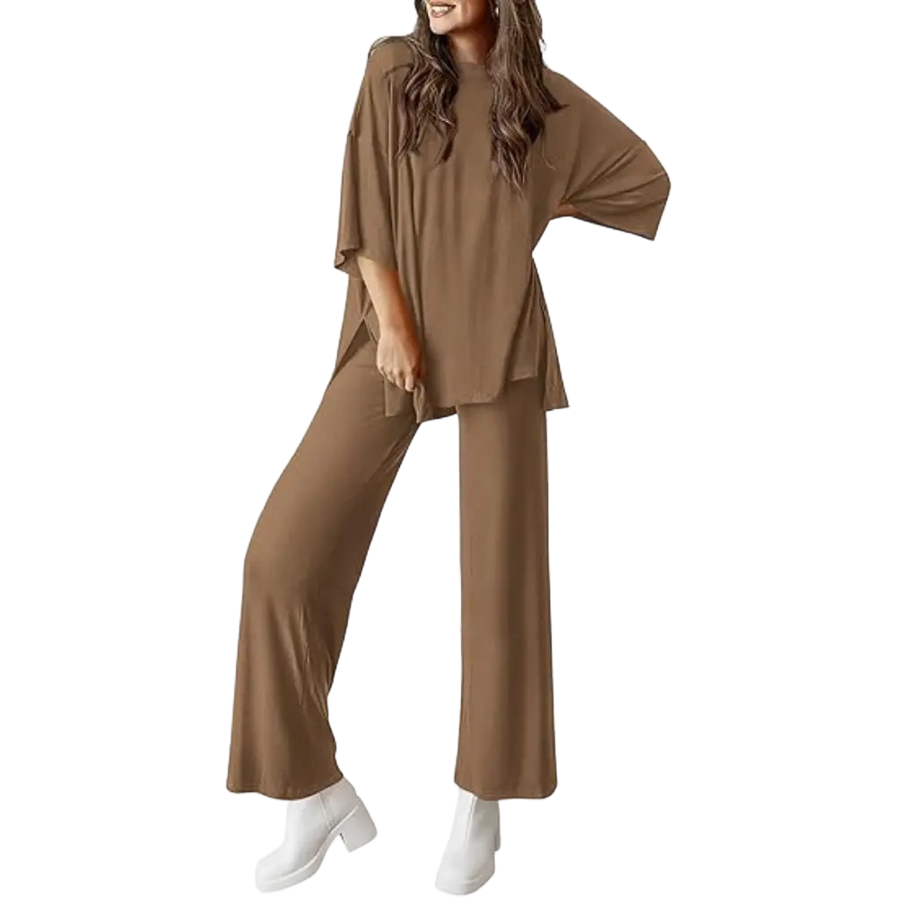 Everyday Comfort 2-Piece Lounge Set (Relaxed Fit Top & Wide Leg Pants)
