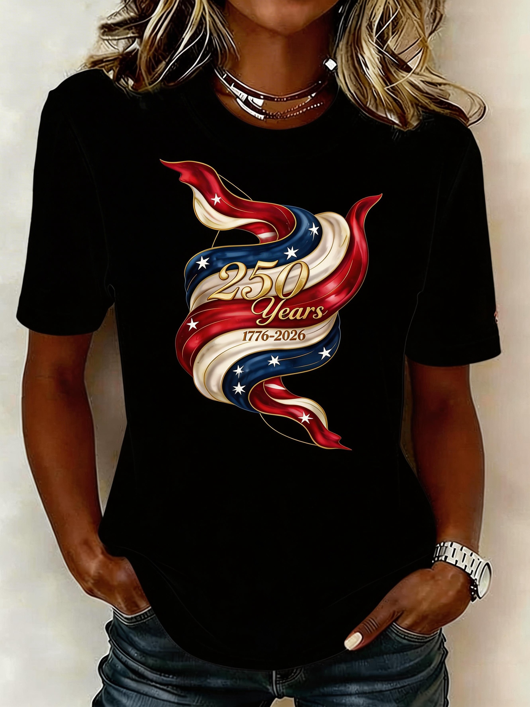 250 Years of Freedom T-Shirt - Proud American Patriotic Ribbon Graphic Tee