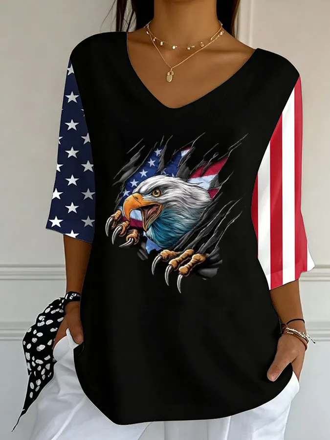 Women'S Independence Day 250Th Anniversary Printed Short Sleeves