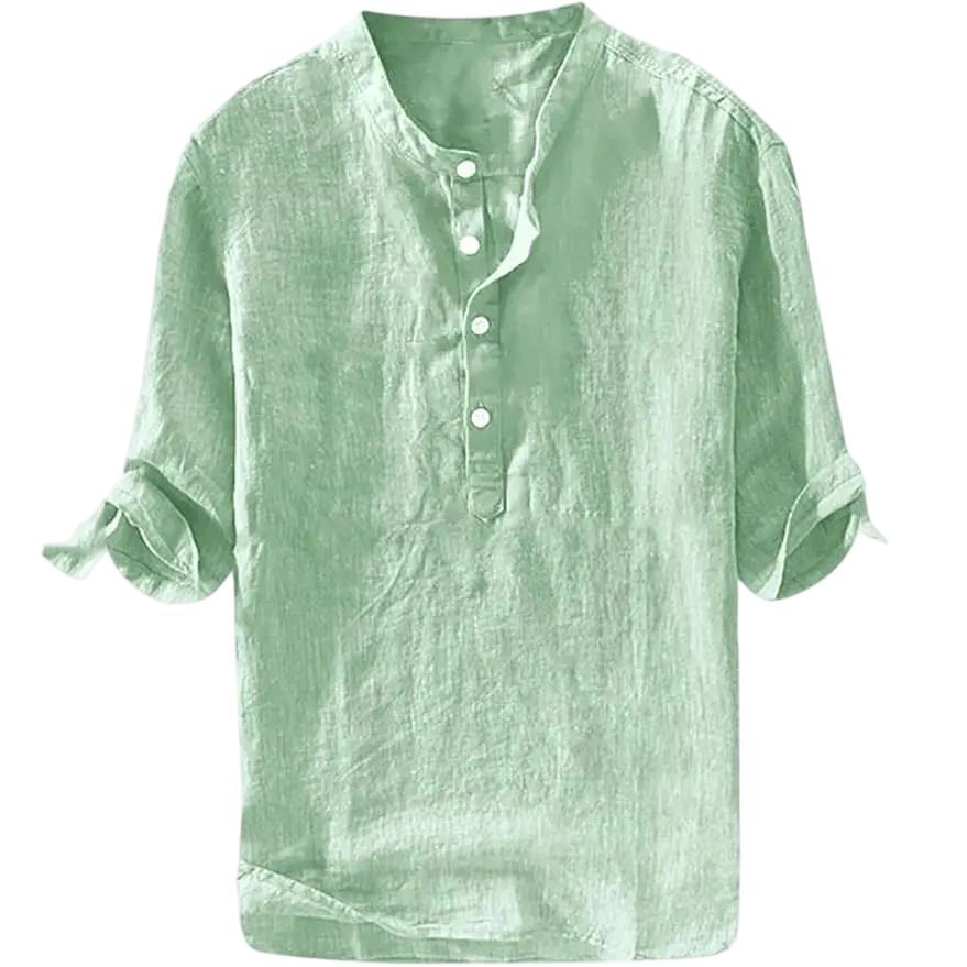 Men's Linen Cotton 3/4 Sleeve Henley T-Shirt