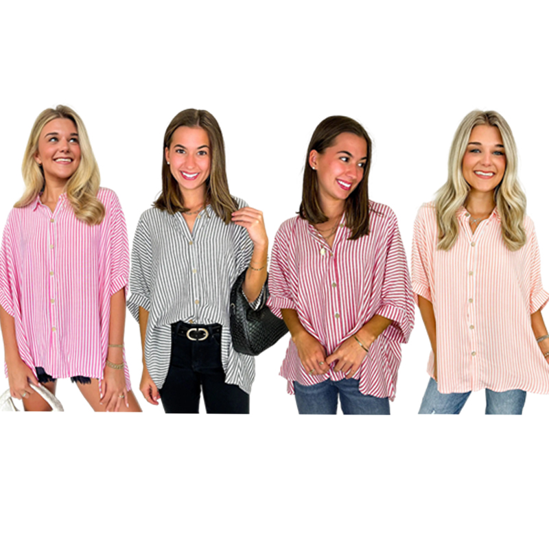 Classic Striped Relaxed-Fit Button-Down Shirt