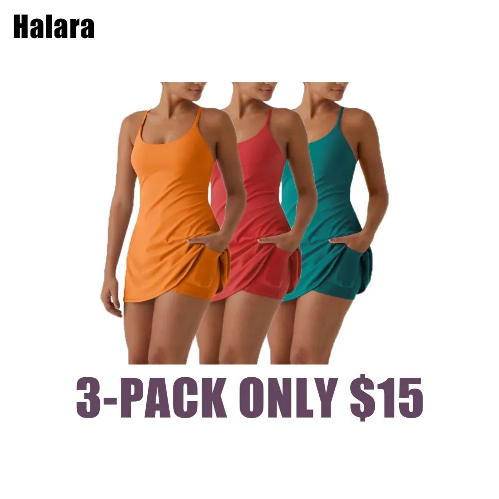 ✨Plush Backless 2-in-1 Flare Active Dress -Plus Size Workout Edition