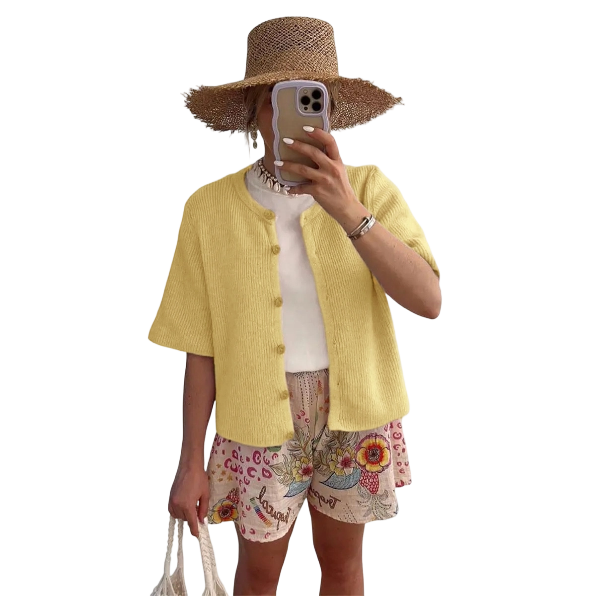 Women's Lightweight Short Sleeve Cardigan Soft Ribbed Knit Button Down Layering Top