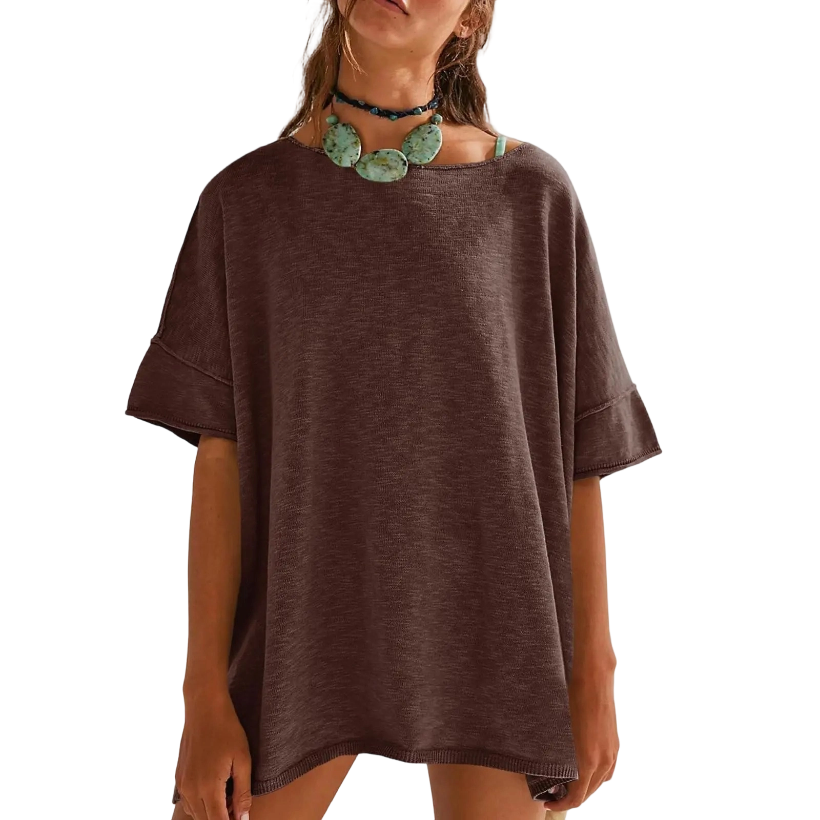 Casual Short Sleeve Blouse with Side Slits