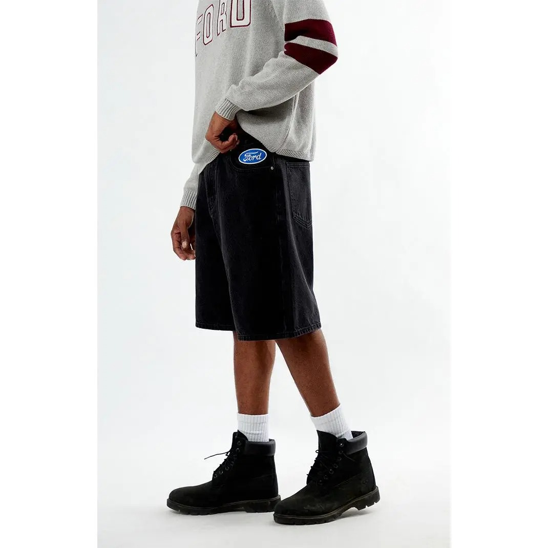 Men's Black Baggy Denim Shorts