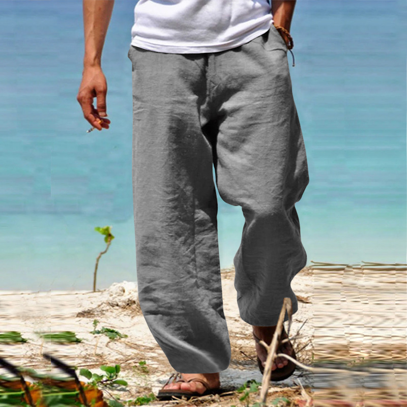 Men'S Vintage Drawstring Casual Cotton Linen Pants