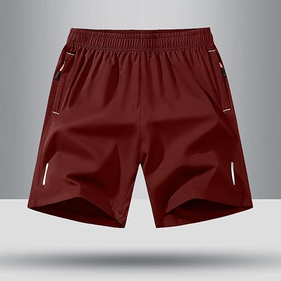 Men's zipper pocket shorts, summer ice silk beach shorts, ice-sense quick-dry sports casual pants