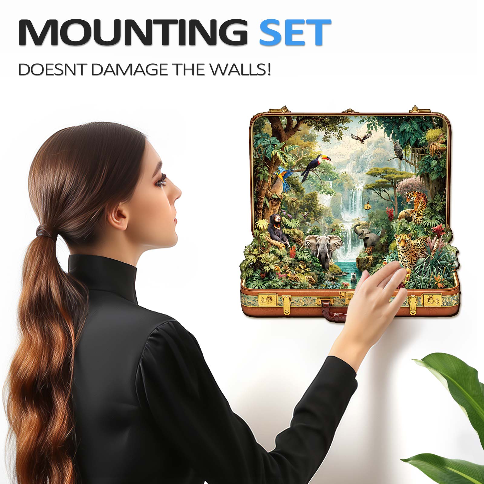 Suitcase Scenery-jungle animals Wooden Jigsaw Puzzle