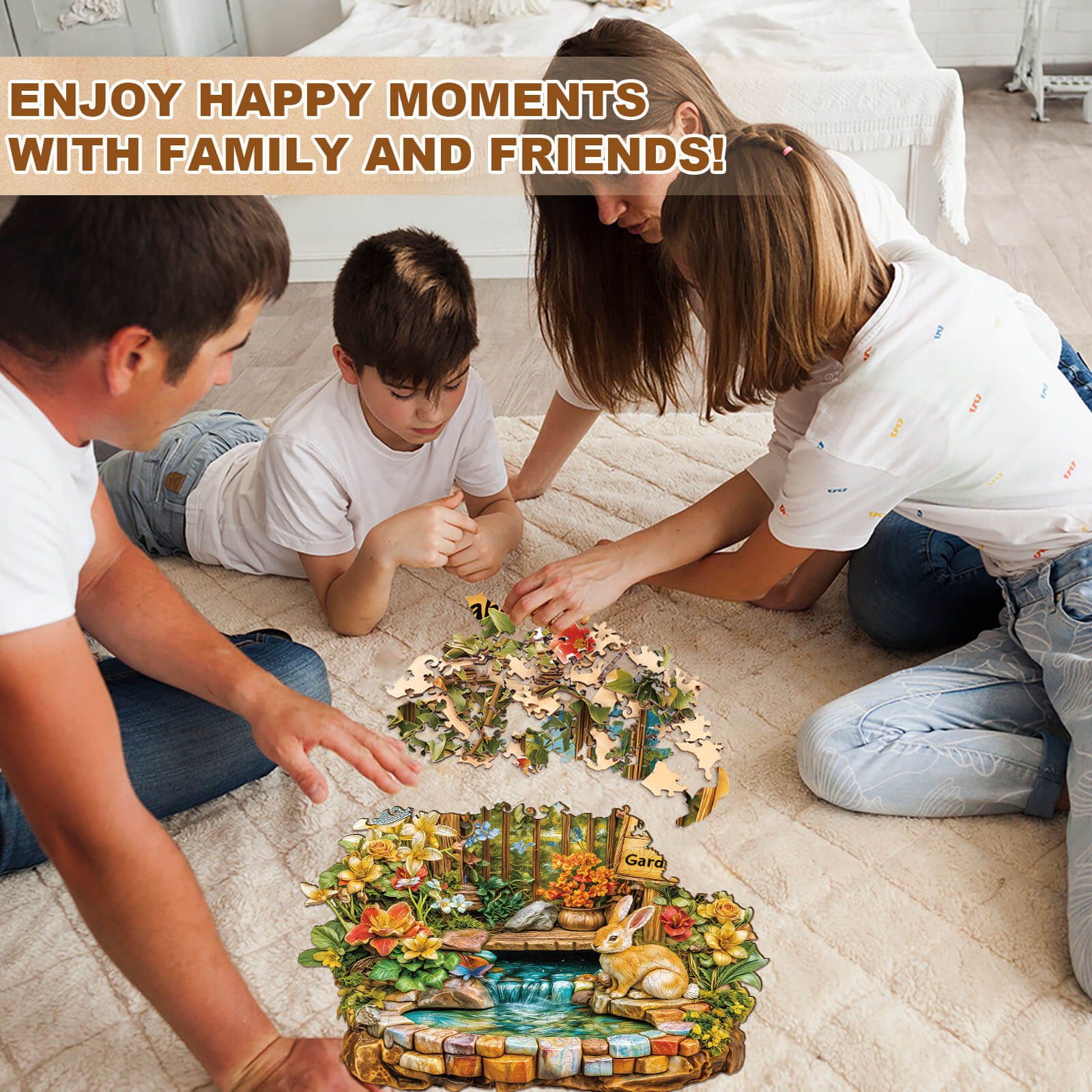 Rabbit Garden Wooden Jigsaw Puzzle