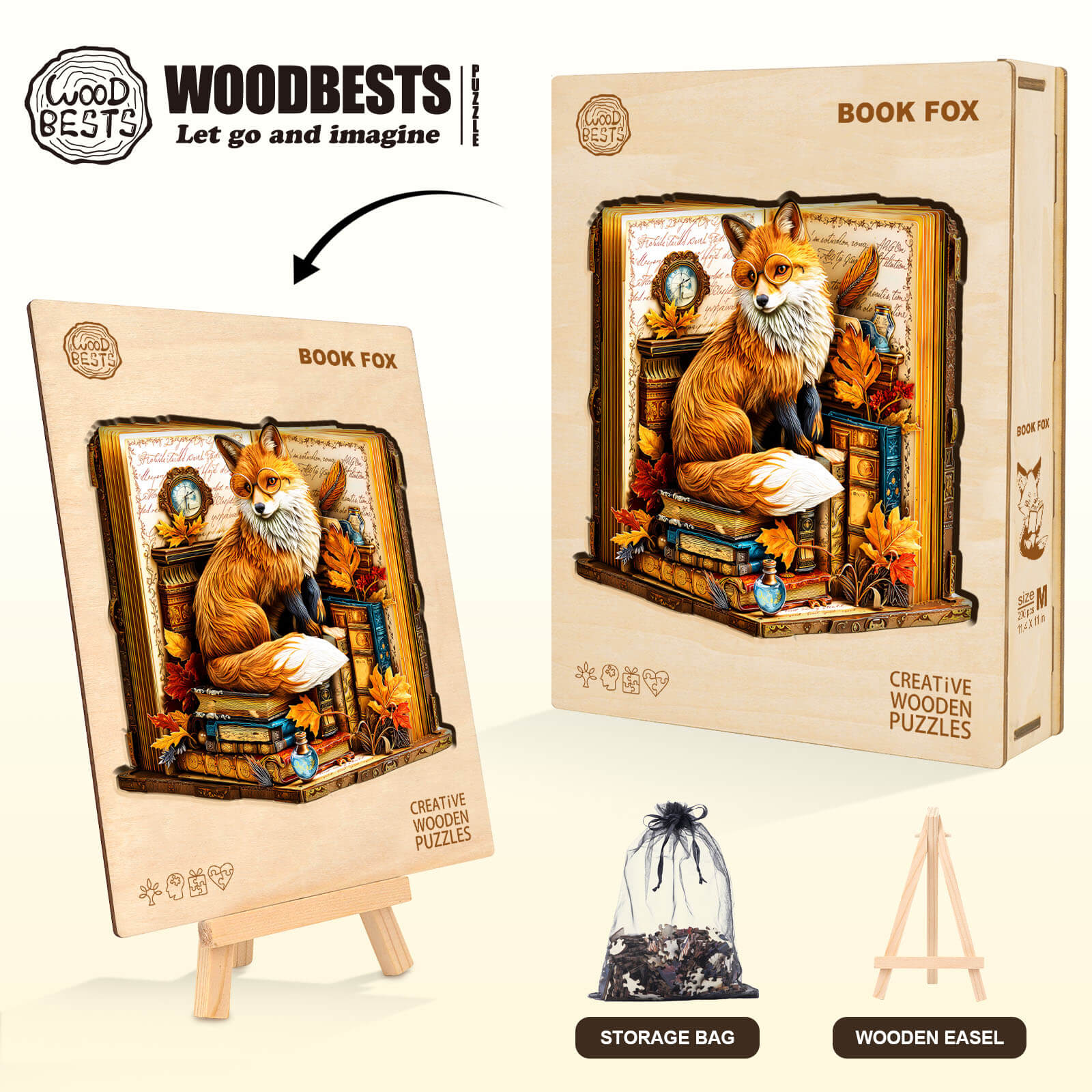 Book Fox Wooden Jigsaw Puzzle