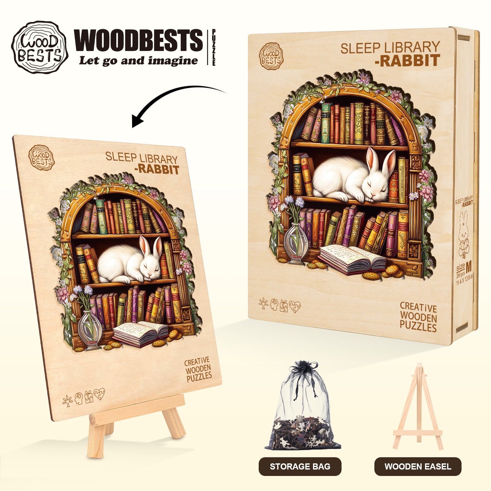 Sleep Library-Rabbit Wooden Jigsaw Puzzle