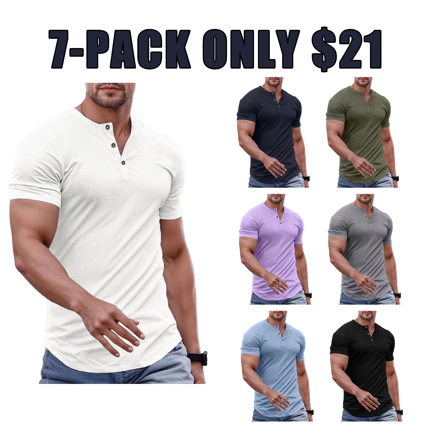 Men’s Slim Fit Longline Henley Performance Top