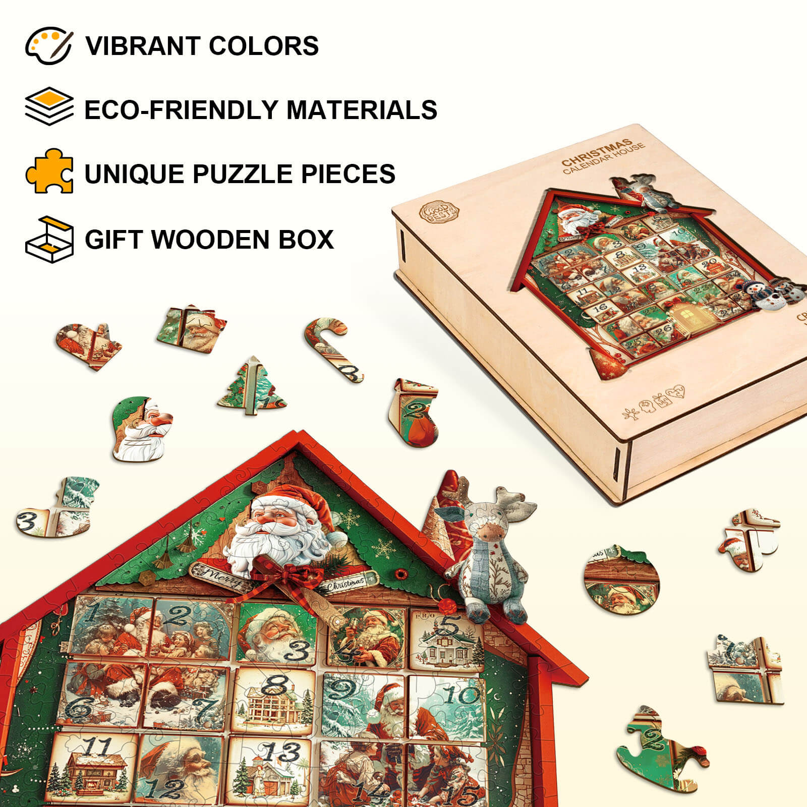 Christmas Calendar House Wooden Jigsaw Puzzle