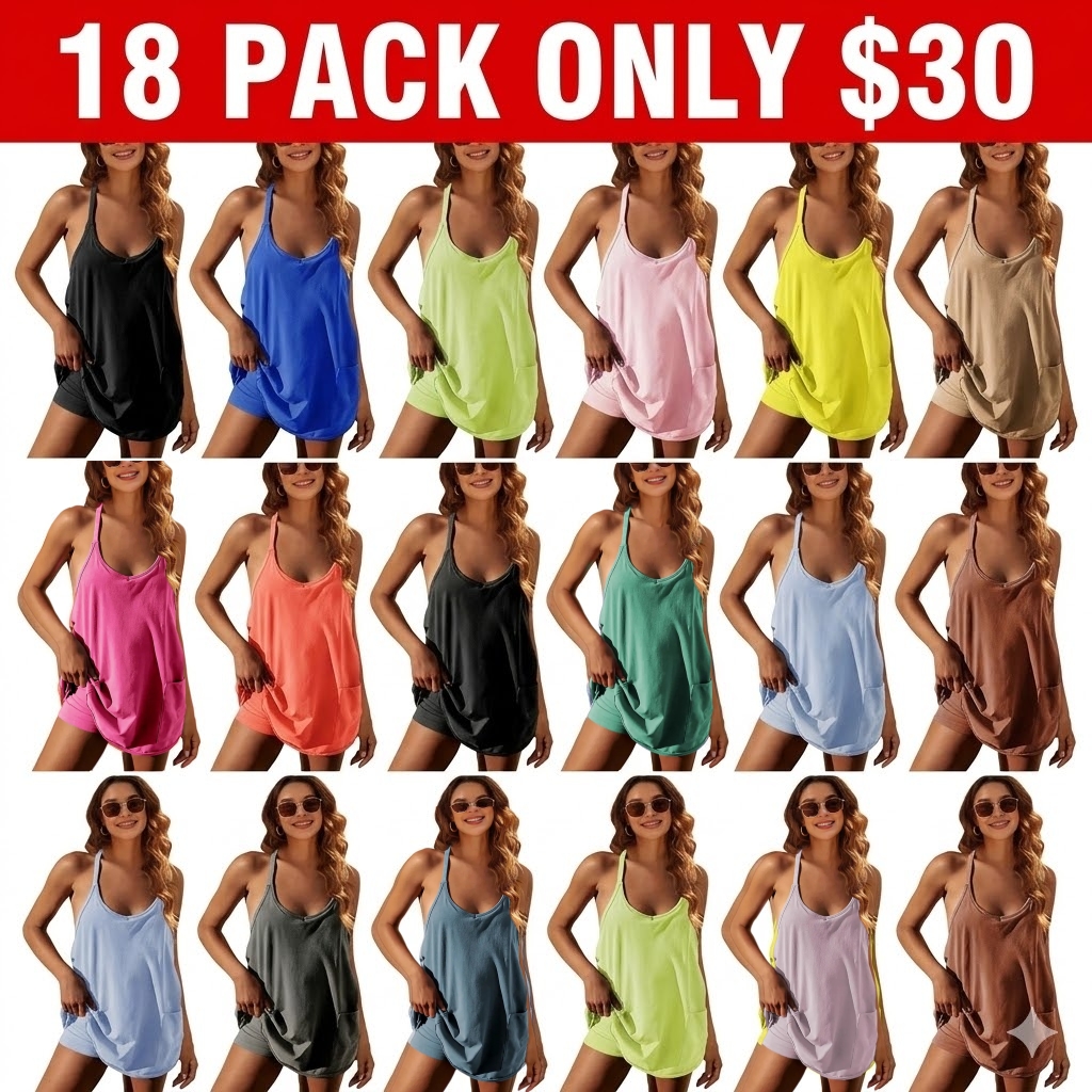 Tanming Women's Athletic Sleeveless Mini Dress with Built-in Shorts Summer V Neck Spaghetti Strap Short Spring Tennis Dress with Pockets