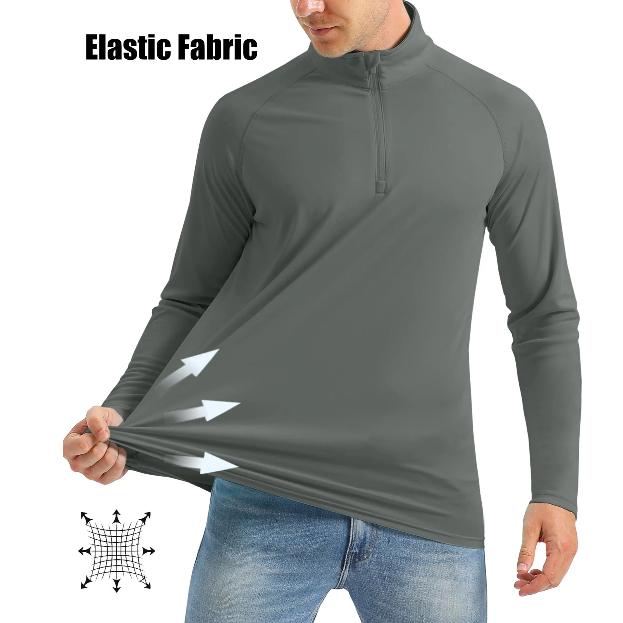 Men's 1/4 Zip Shirt UPF 50+ Quick Dry Lightweight Long Sleeve
