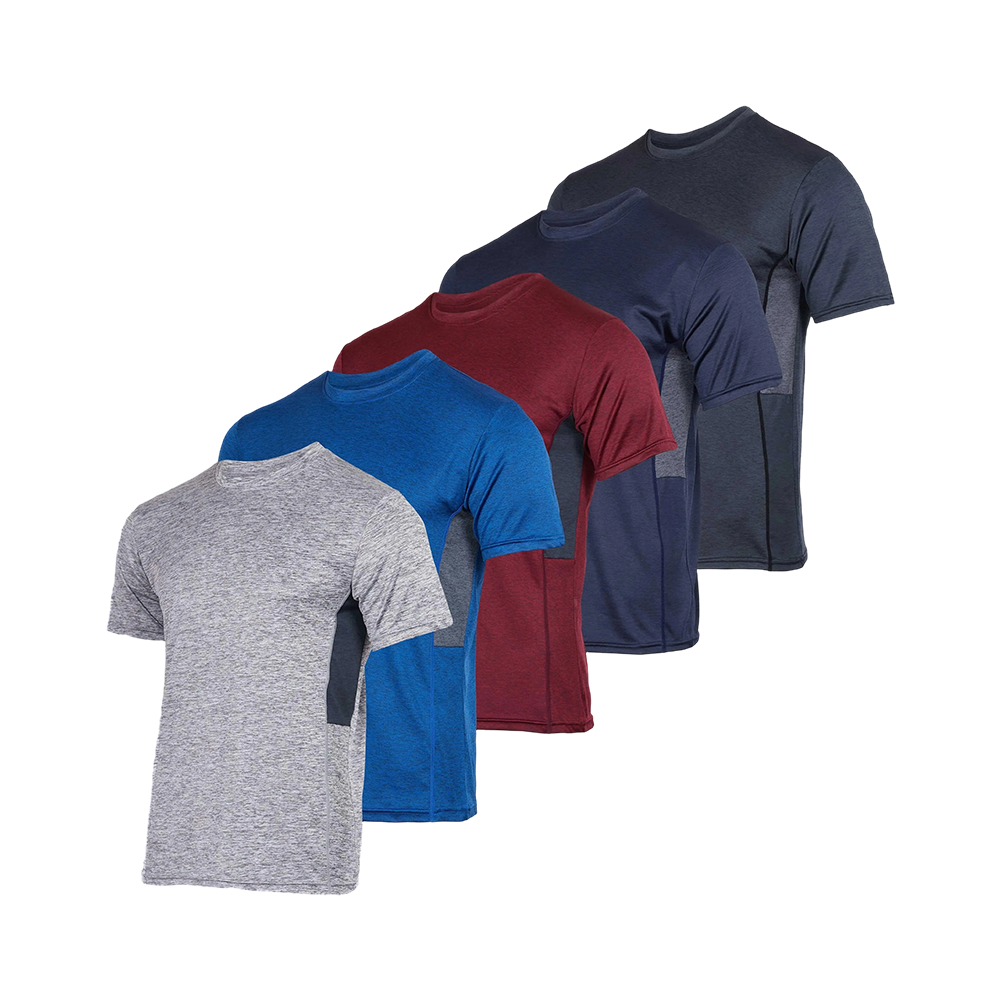 10 Pack: Men’s Short Sleeve Dry Fit Active Crew Neck T Shirt - Athletic Running Gym Workout Tee Tops