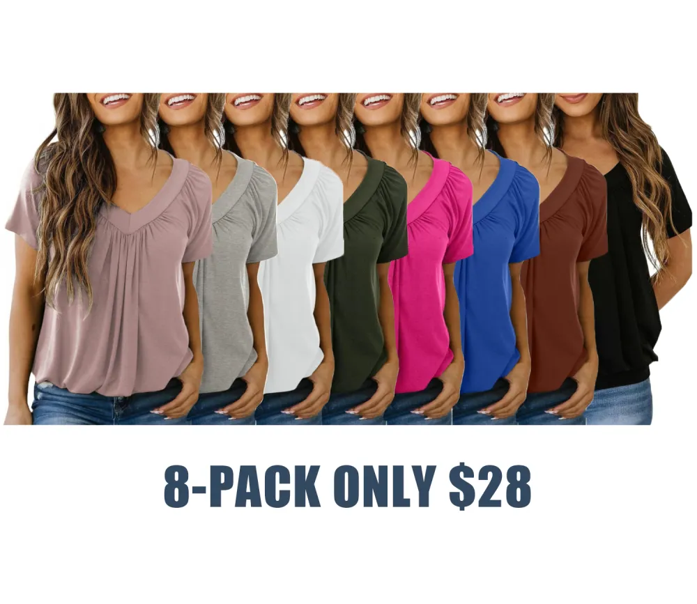 Women's V-Neck Short Sleeve T-Shirts – Casual Summer Tops for Women