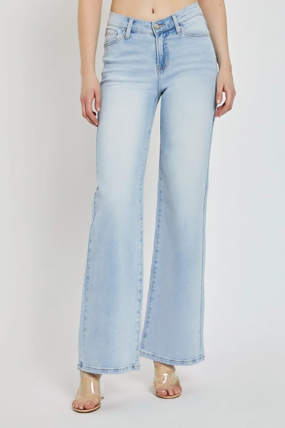 Full Size Wide Leg V Dipped Front Waist Jeans