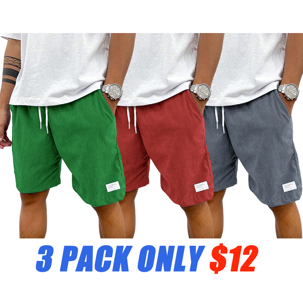Men's Solid Patched Drawstring Waist Shorts