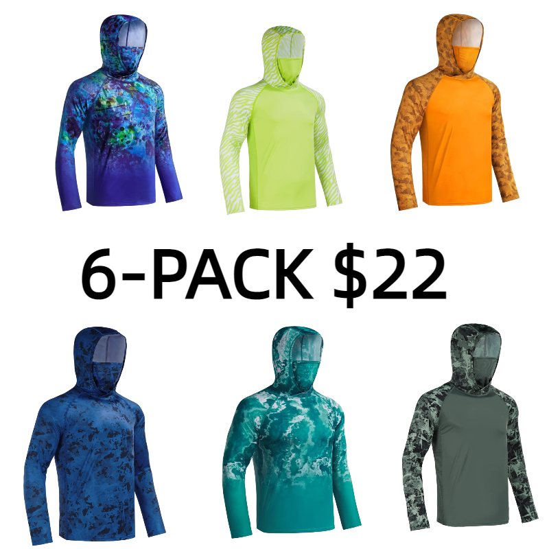 Sun Hoodie Shirts w/ Mask Neck Gaiter Men UPF 50+ UV Protection Long Sleeve
