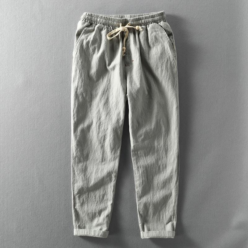 Men's Vintage Japanese Loose Pocket Cotton Linen Casual Pants