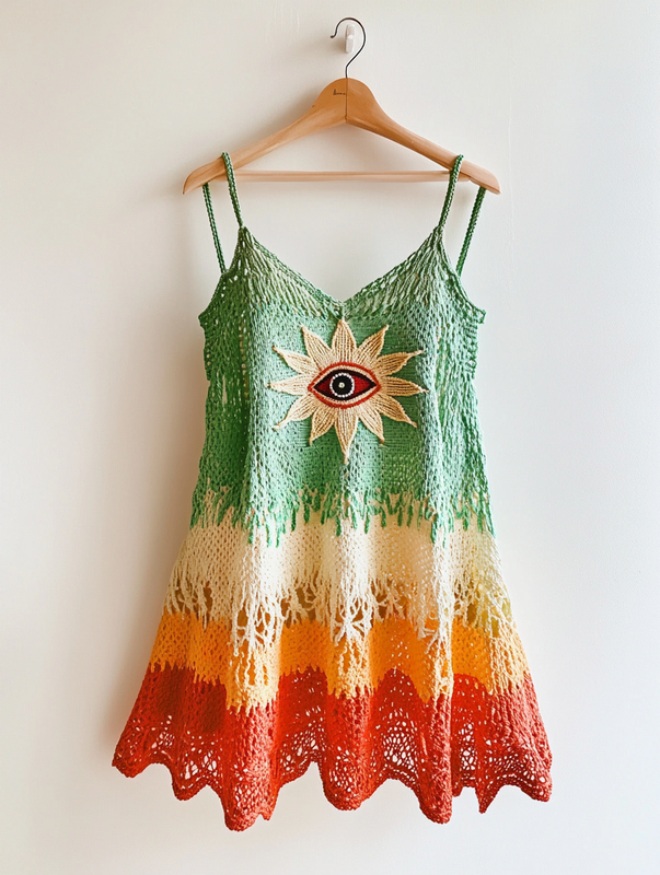 Knitted Summer Fashion Knitted Suspender Hollow Dress  6fef