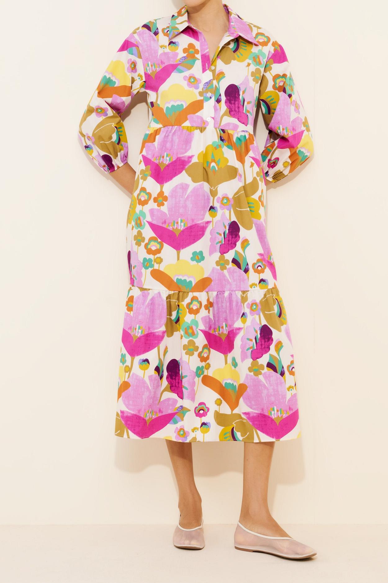 Blurred Floral Hi Low Wrap Dress