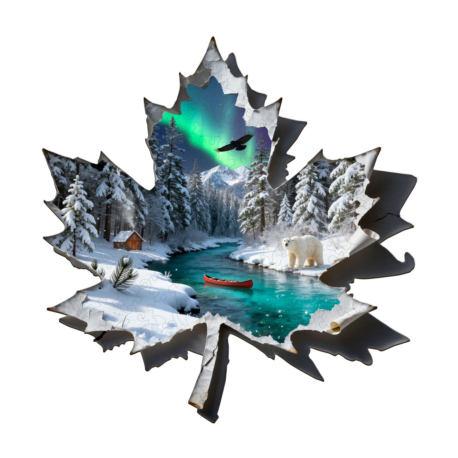 Winter Paper Leaf Wooden Jigsaw Puzzle
