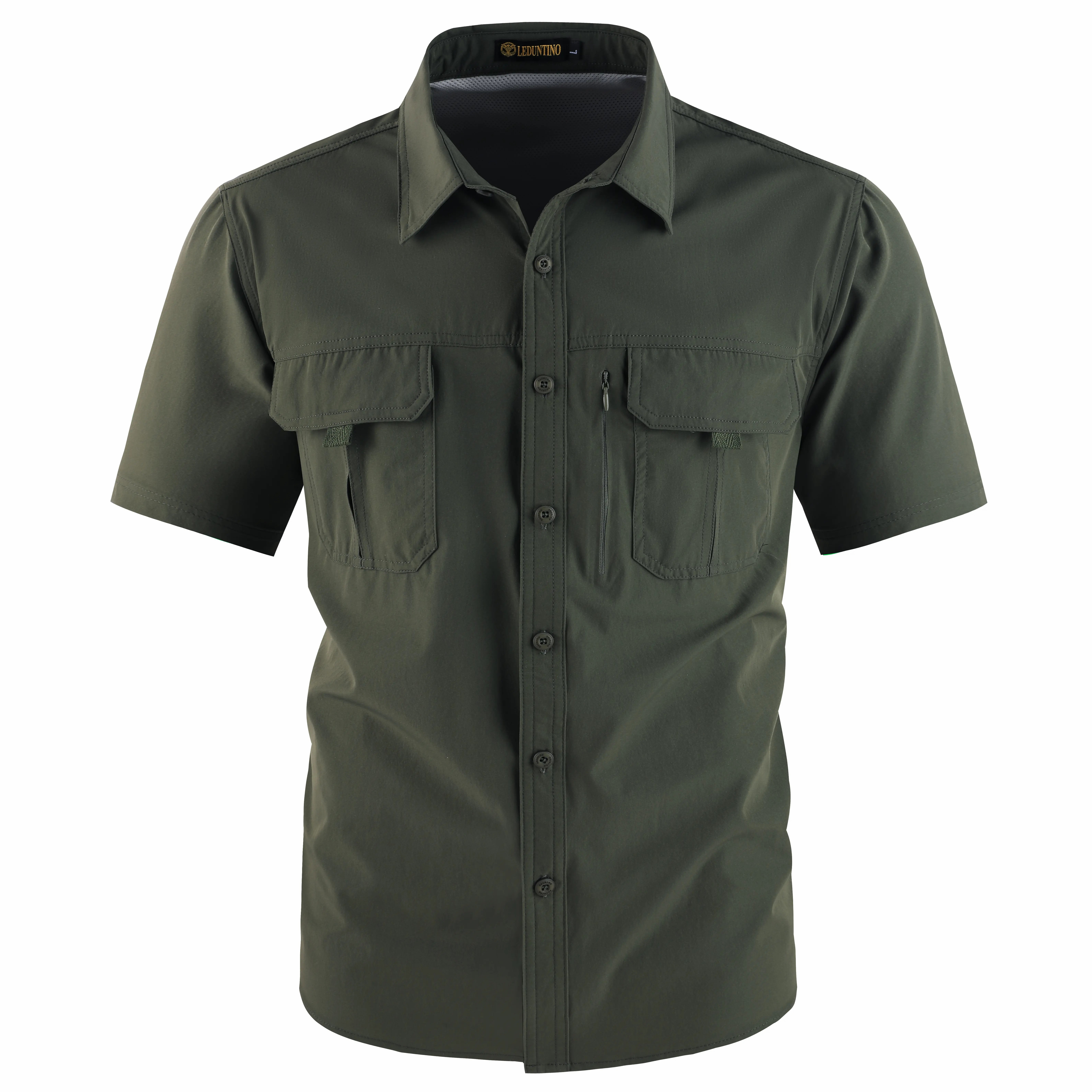 Men's American-Style Solid Color Shirt with Hidden Ventilation Holes