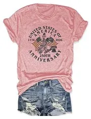 Women'S Retro American Independence Day 250Th Anniversary Edition Short Sleeve Printed T-Shirt