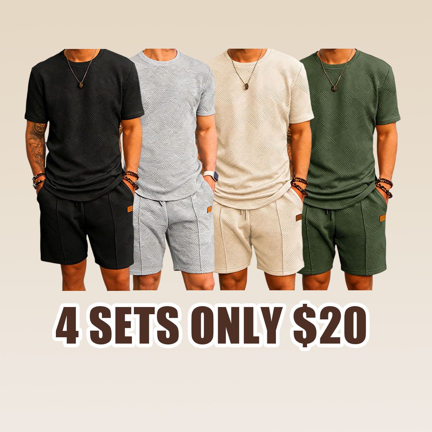 Men’s 2-Piece Summer Outfit Set – Breathable T-Shirt & Shorts Tracksuit with Pockets, Casual Athletic Matching Set