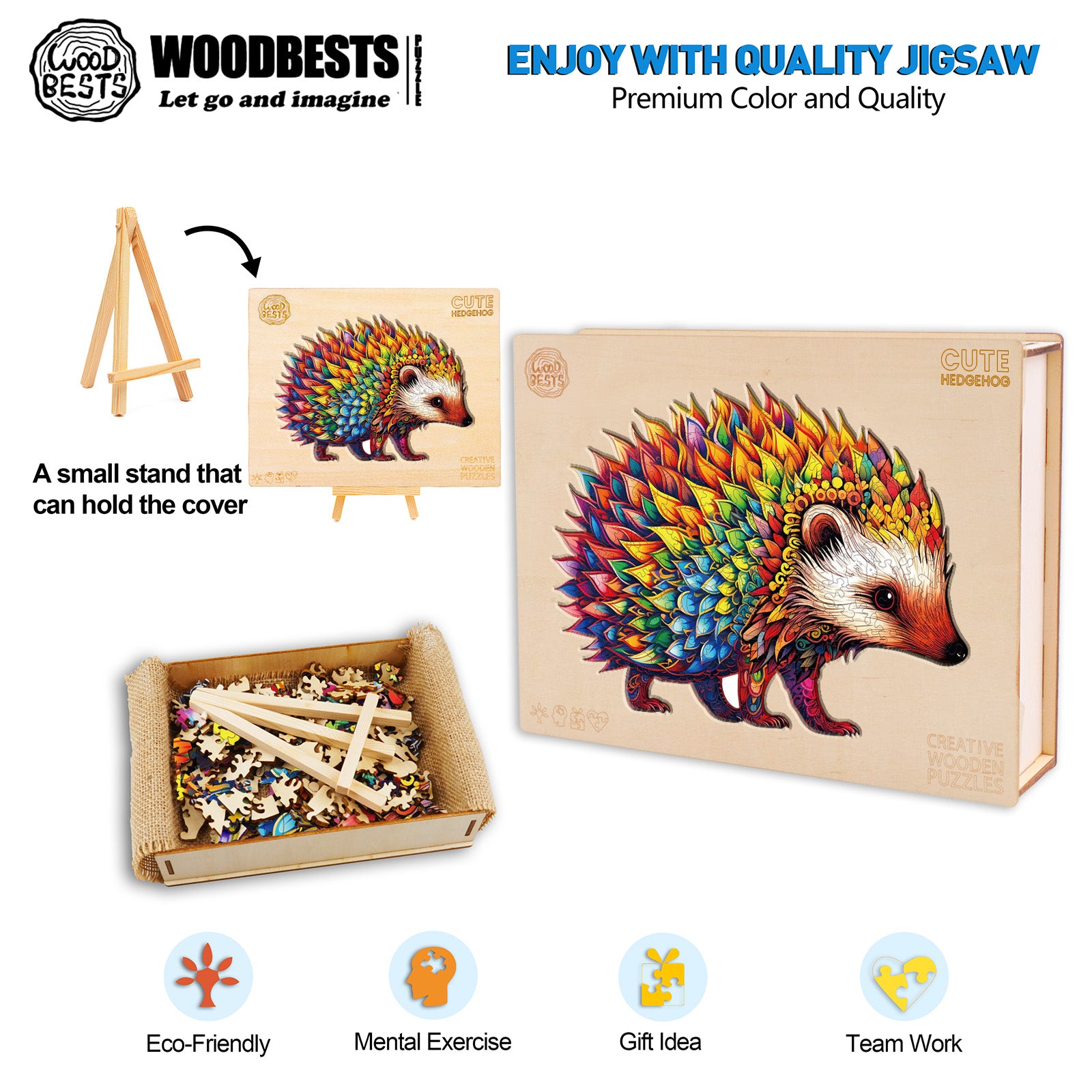 Cute Hedgehog Wooden Jigsaw Puzzle