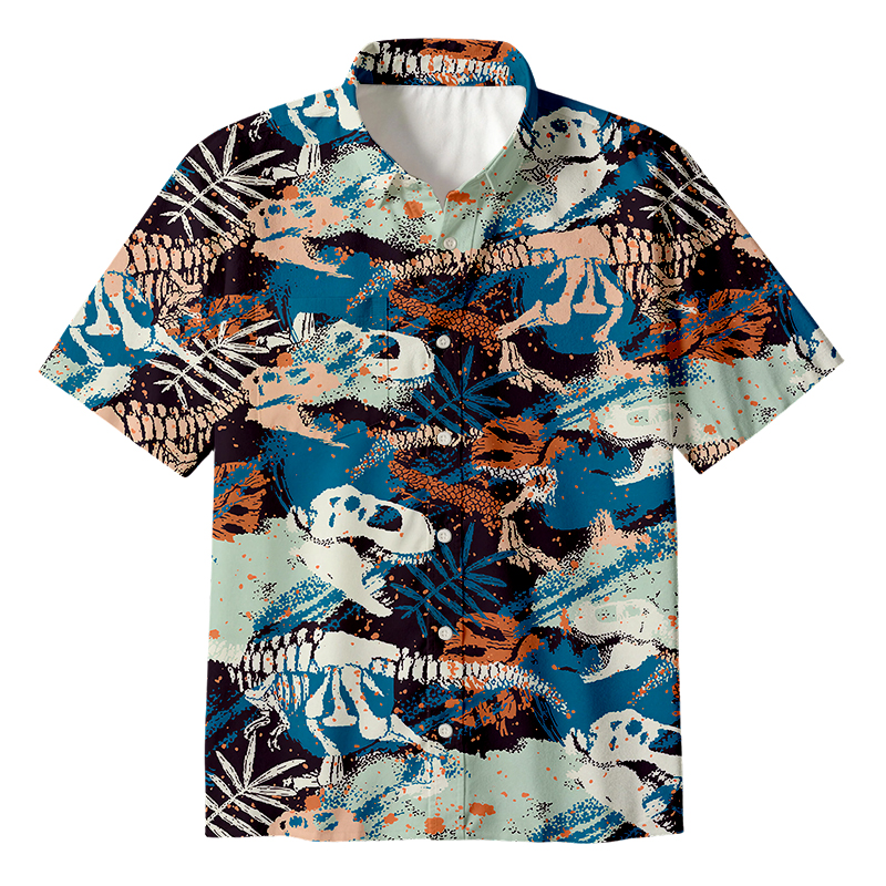 Footprints Green Dinosaur Button Up Pocket Shirt