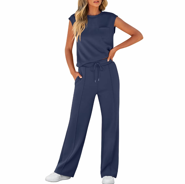 Women's 2-Piece Summer Set – Sleeveless Top & Wide-Leg Pants