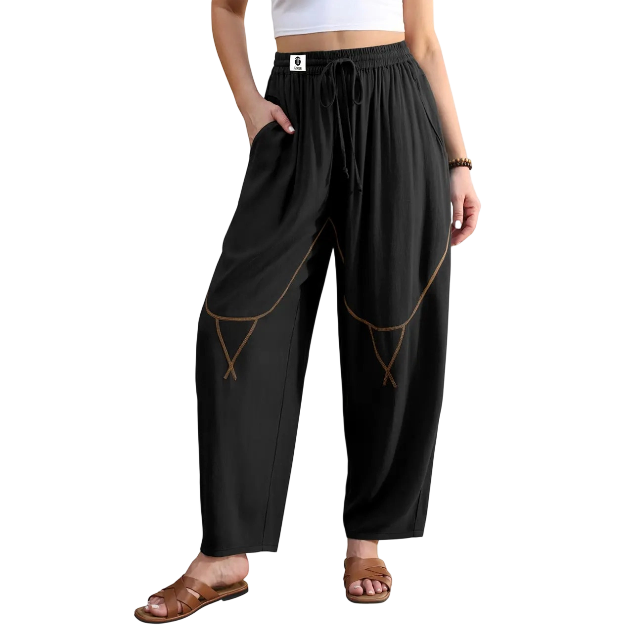 Women's Linen Blend Cropped Harem Pants
