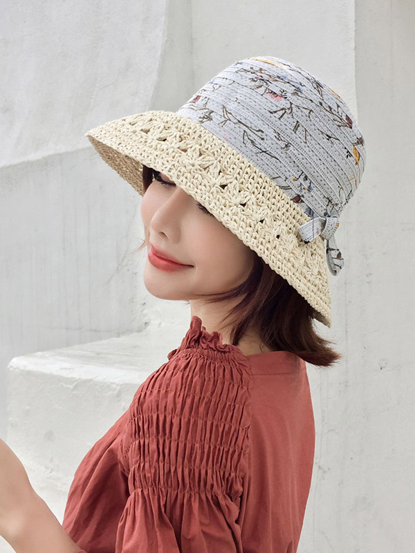Leisure Print Sun-Protection Straw Hat