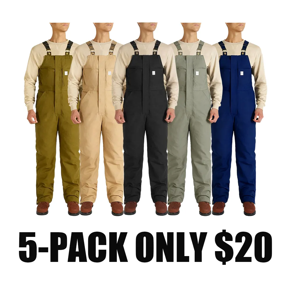 Men's Cold-Weather Insulated Bib Overalls - Loose-Fit Canvas + Tool Pockets